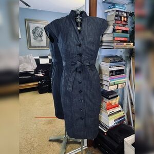 Elegant Dark Blue Gray Chambray Dress